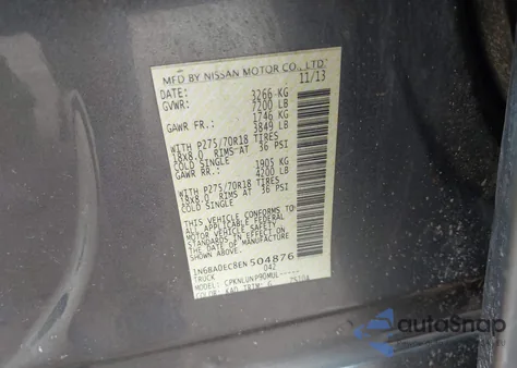 2014 Nissan Titan Pro-4X from USA, damaged, VIN 1N6BA0EC8EN504876